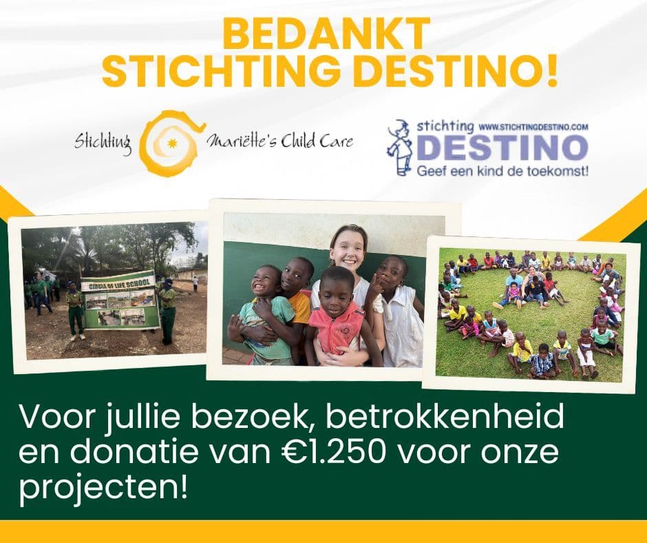 Dank voor jullie steun, Stichting Destino