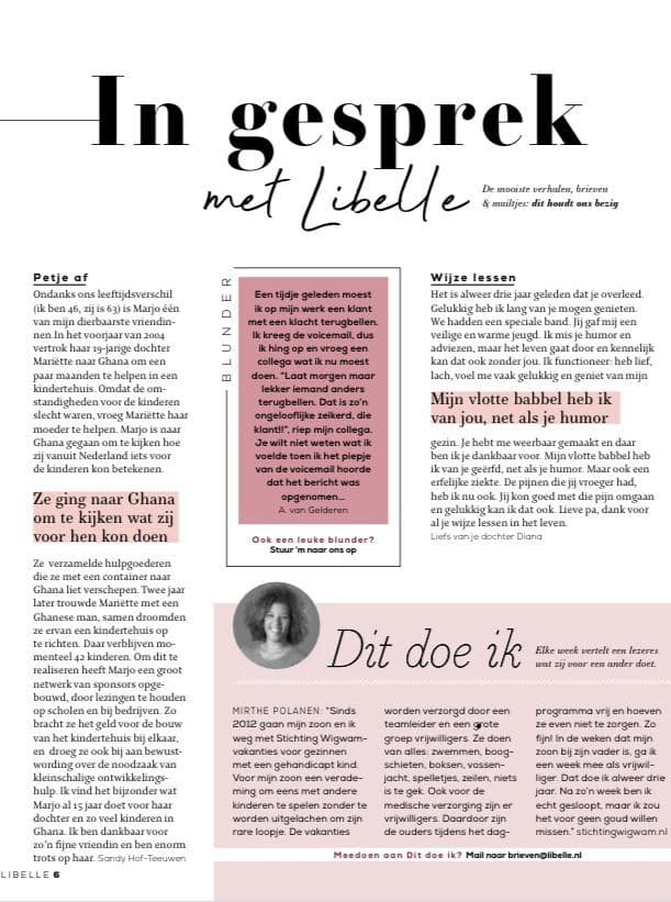 Petje af voor Marjo van Dijk in Libelle