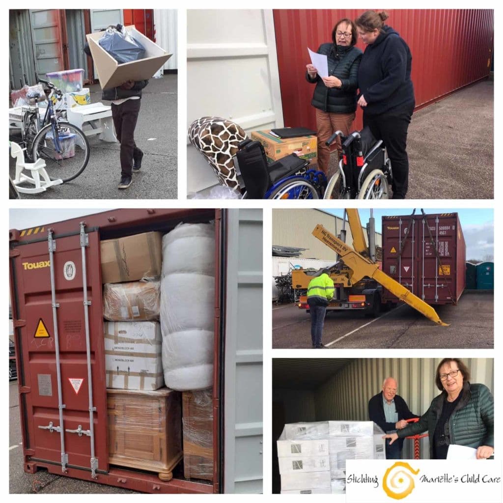 Container met spullen op weg naar Ghana