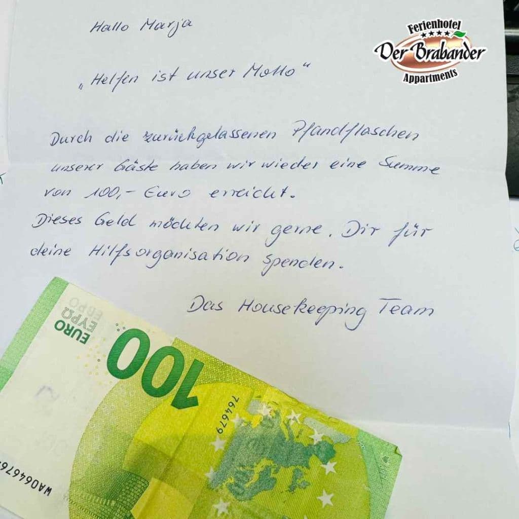 Warm gebaar van Vakantiehotel Der Brabander